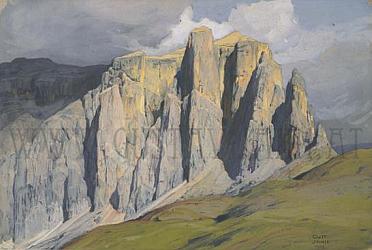 Gustav Jahn 1879-1919 Der Sellastock in den Dolomiten mit den drei Sellatürmen